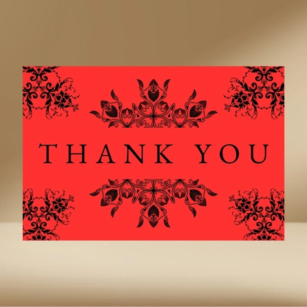 Set of 10 Red Thank You Card